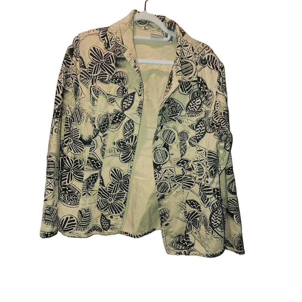 Chico's Abstract Floral Button Up/Down Long Sleeve Shirt Women's Size 1